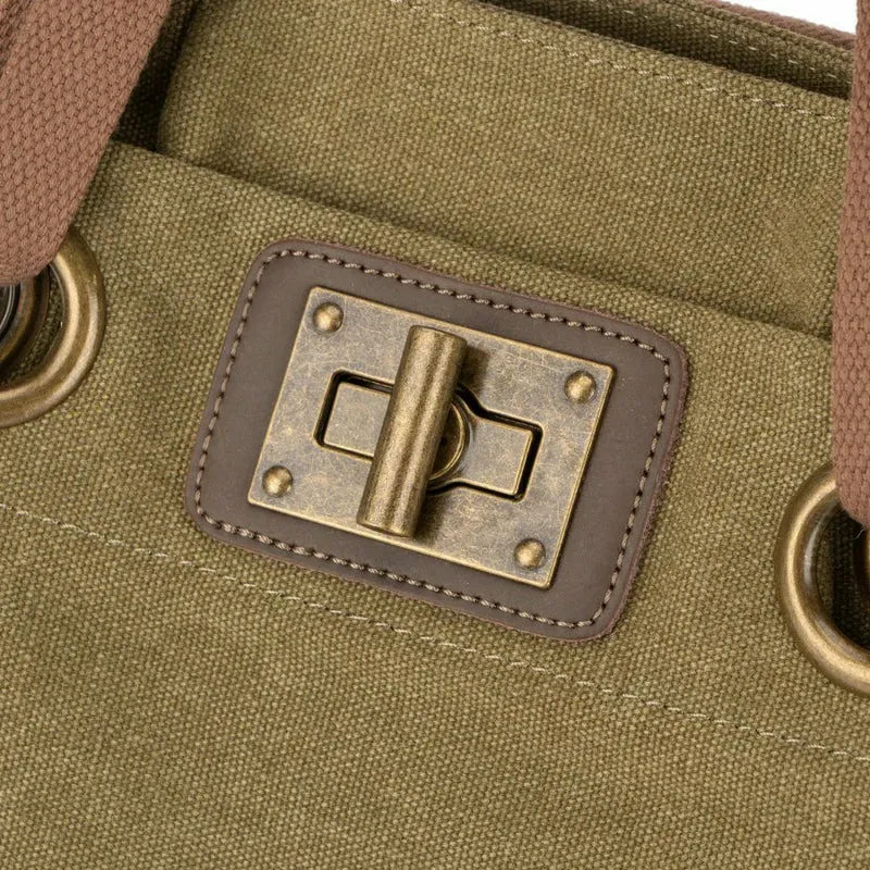 Sac à dos en toile et cuir TRINITE S Vert olive
