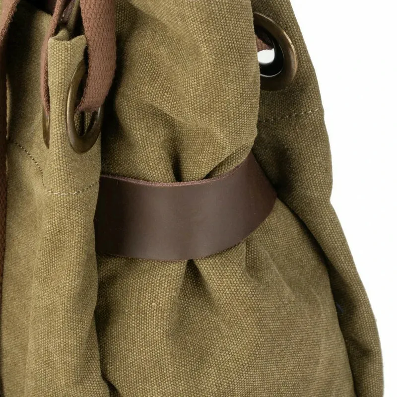 Sac à dos en toile et cuir TRINITE S Vert olive