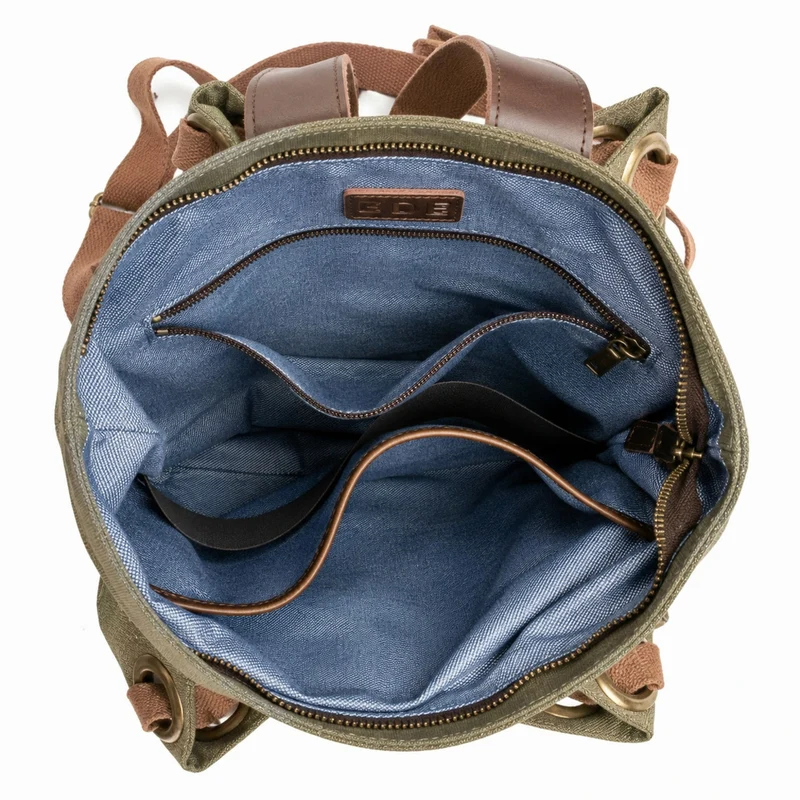 Sac à dos en toile et cuir TRINITE L Vert olive