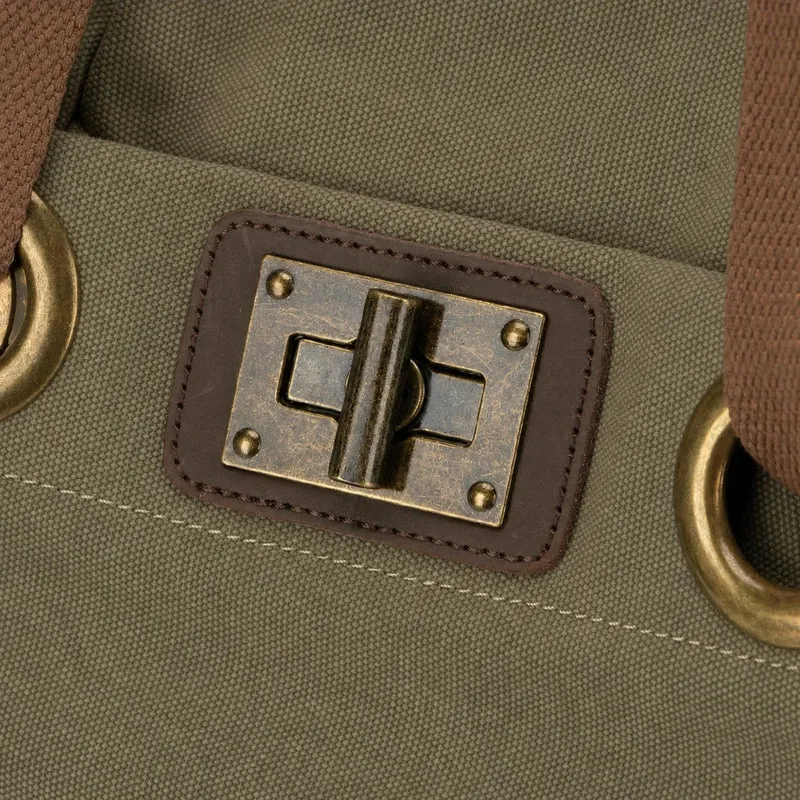 Sac à dos en toile et cuir TRINITE L Vert olive