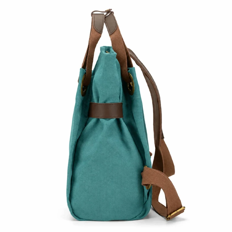 Sac à dos en toile et cuir TRINITE L Vert canard