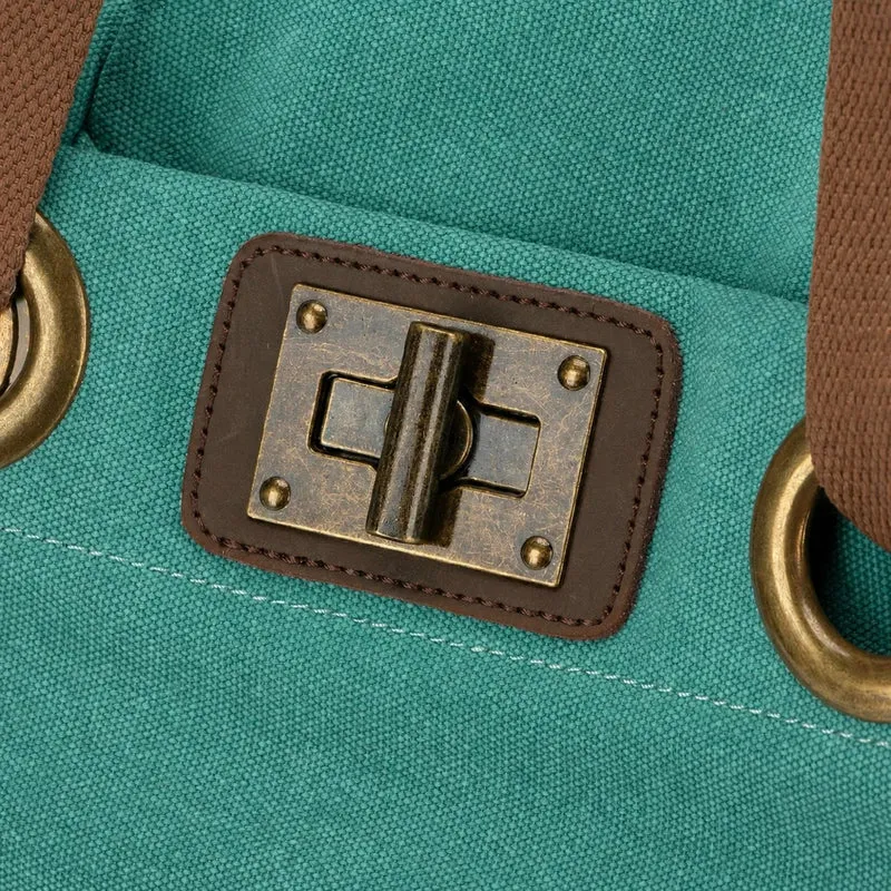 Sac à dos en toile et cuir TRINITE L Vert canard