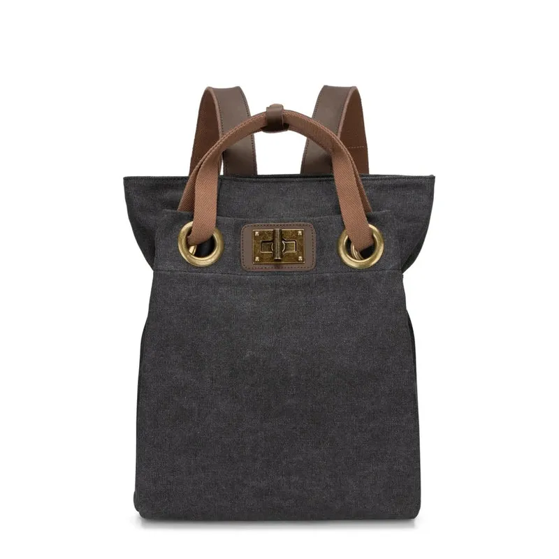 Sac à dos en toile et cuir TRINITE L Noir