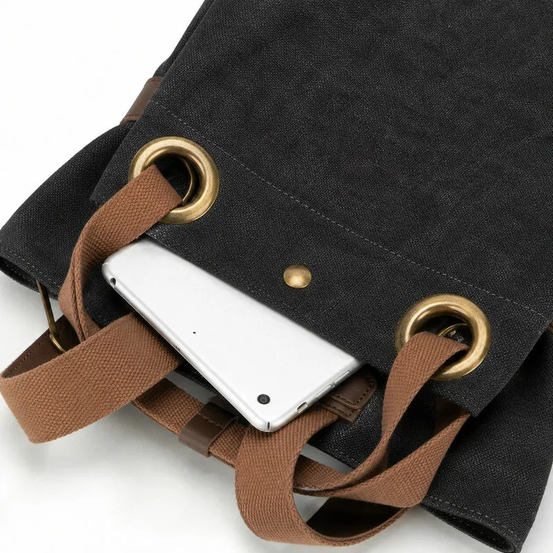 Sac à dos en toile et cuir TRINITE L Noir