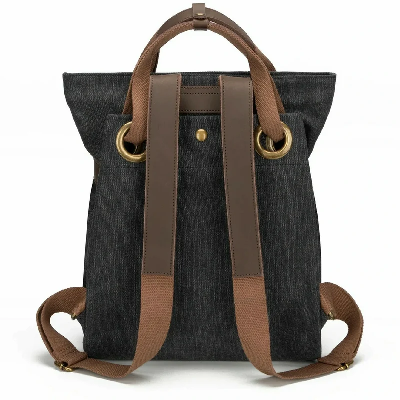 Sac à dos en toile et cuir TRINITE L Noir