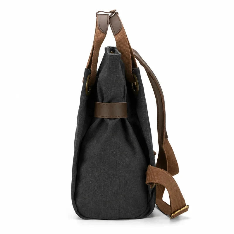 Sac à dos en toile et cuir TRINITE L Noir