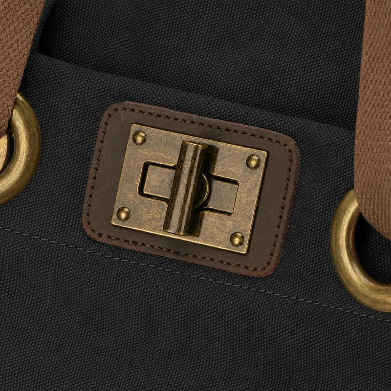 Sac à dos en toile et cuir TRINITE L Noir