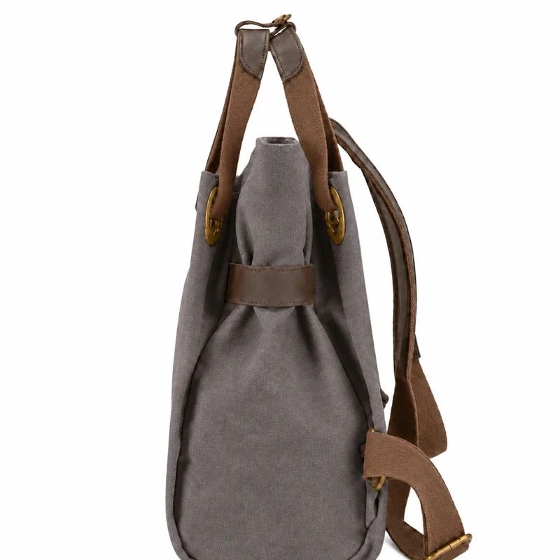 Sac à dos en toile et cuir TRINITE L Gris taupé