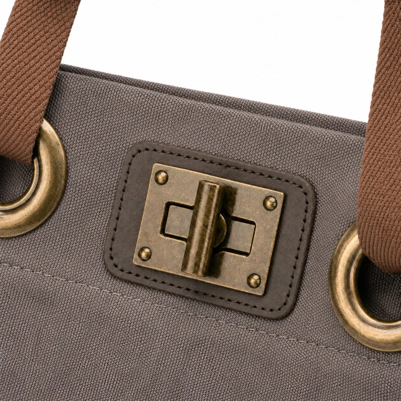 Sac à dos en toile et cuir TRINITE L Gris taupé