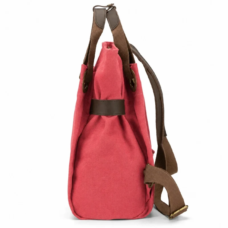 Sac à dos en toile et cuir TRINITE L Rose framboise