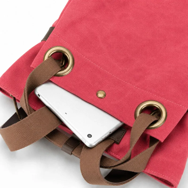 Sac à dos en toile et cuir TRINITE L Rose framboise