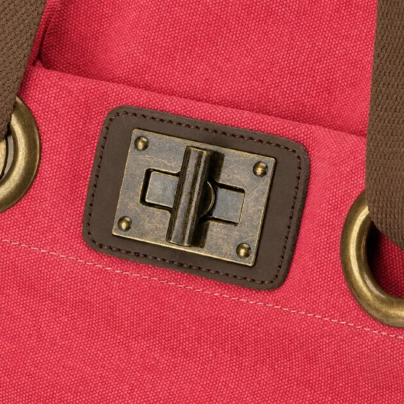 Sac à dos en toile et cuir TRINITE L Rose framboise