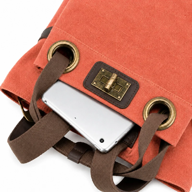 Sac à dos en toile et cuir TRINITE L Rose corail