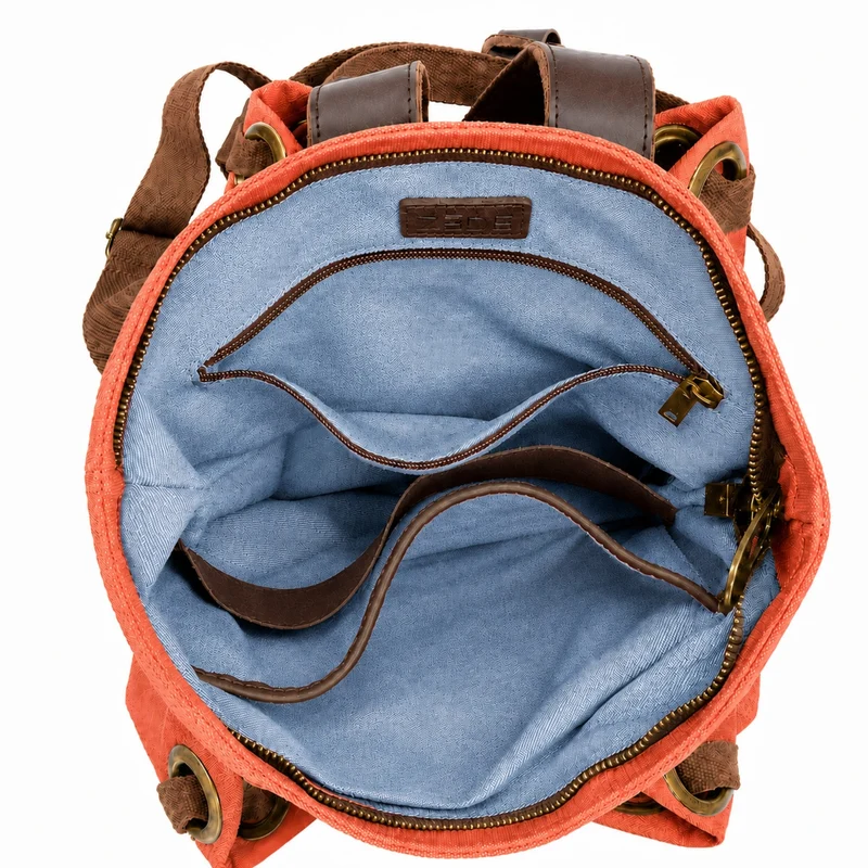 Sac à dos en toile et cuir TRINITE L Rose corail