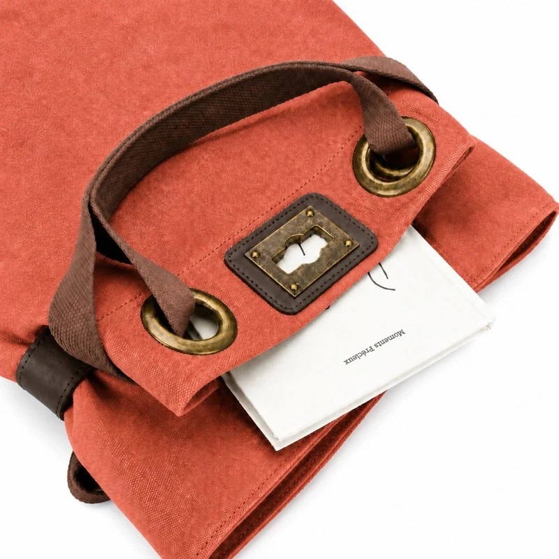 Sac à dos en toile et cuir TRINITE L Rose corail