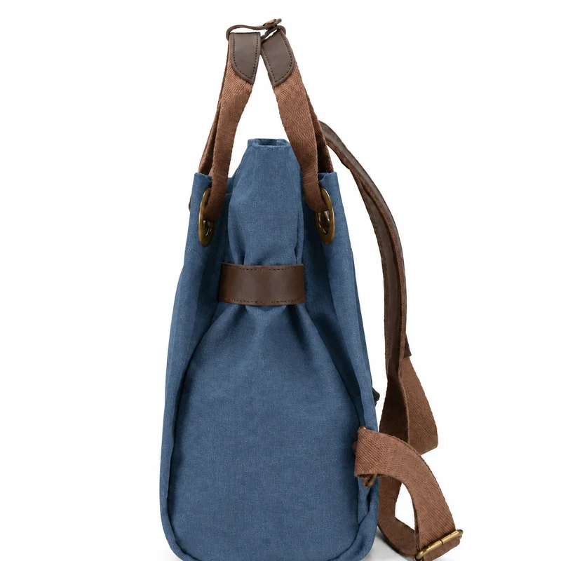 Sac à dos en toile et cuir TRINITE L Bleu denim