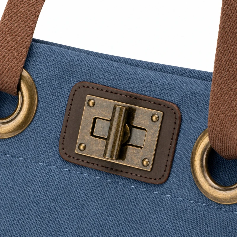 Sac à dos en toile et cuir TRINITE L Bleu denim