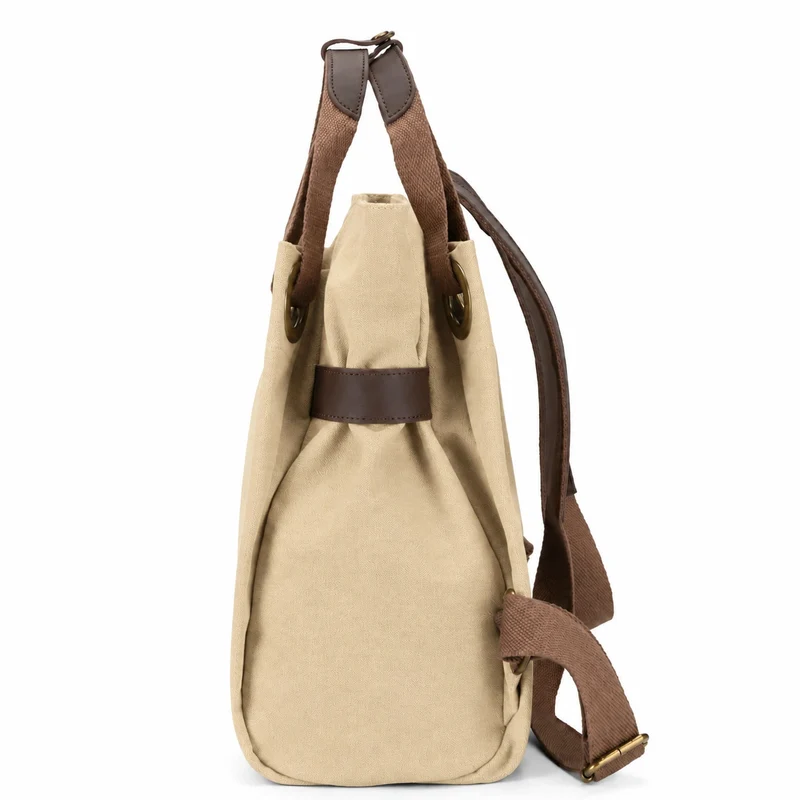 Sac à dos en toile et cuir TRINITE L Beige