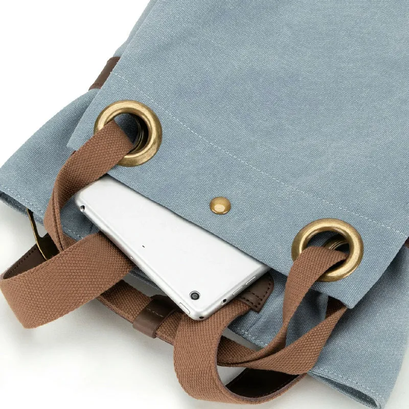 Sac à dos en toile et cuir TRINITE L Bleu gris
