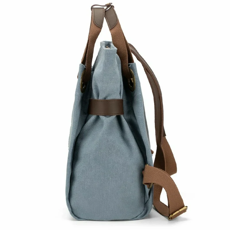 Sac à dos en toile et cuir TRINITE L Bleu gris