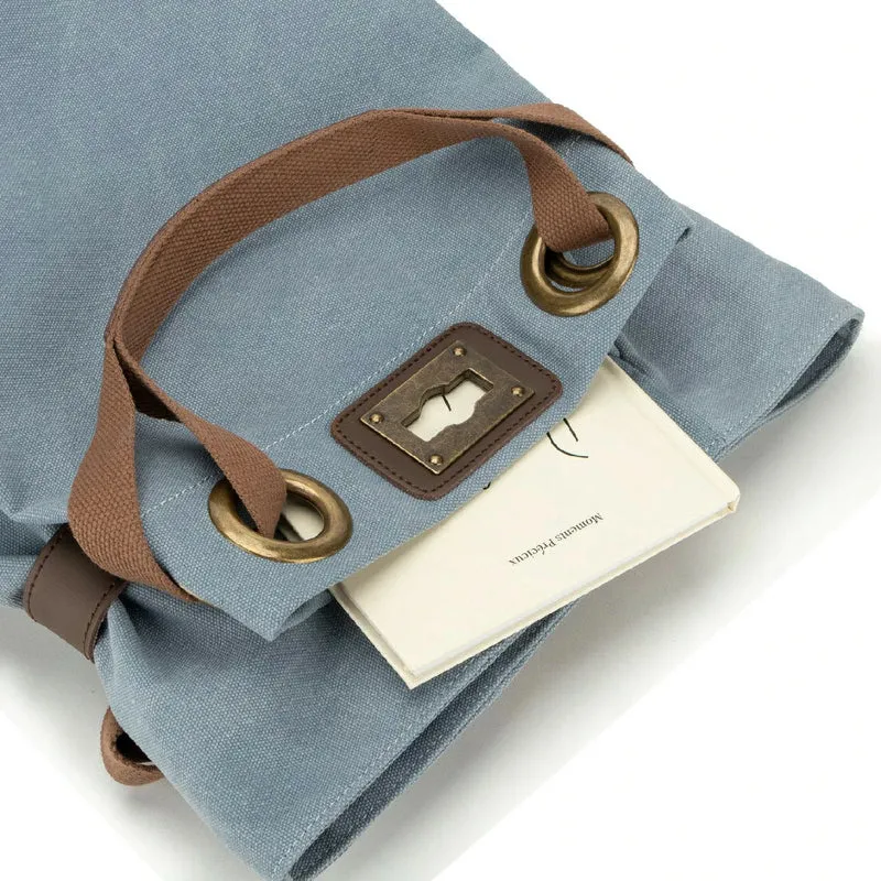 Sac à dos en toile et cuir TRINITE L Bleu gris