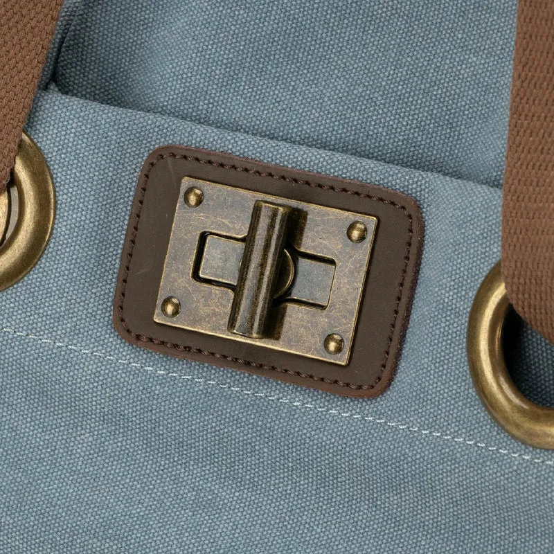 Sac à dos en toile et cuir TRINITE L Bleu gris