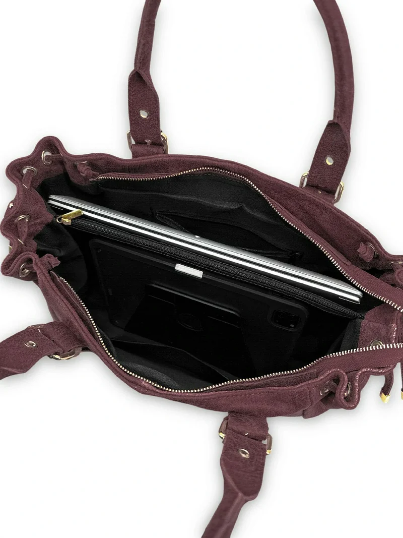 Sac bowling en cuir brossé PRINCESSE BROSSEE XL Bordeaux