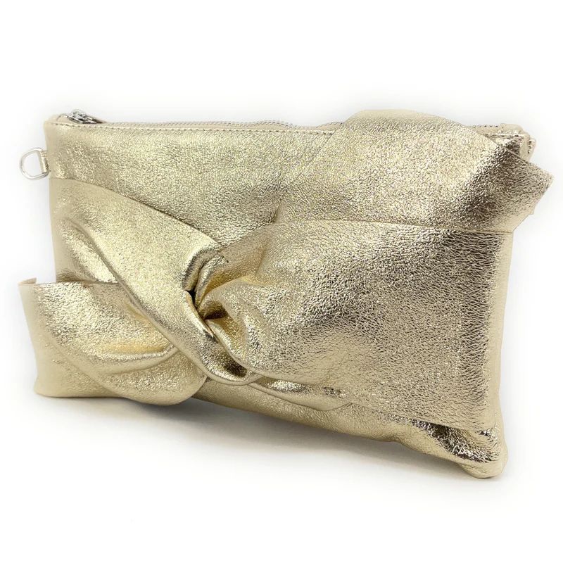 Sac pochette en cuir irisé SHERAZADE Or pâle