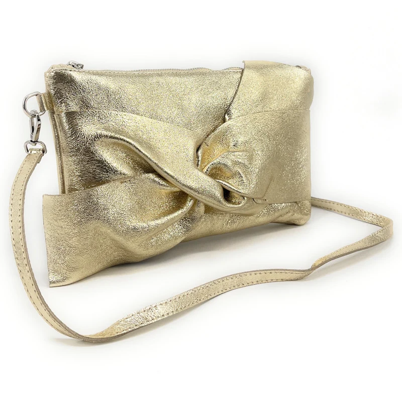 Sac pochette en cuir irisé SHERAZADE Or pâle