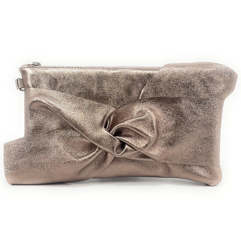 Sac pochette en cuir irisé SHERAZADE Champagne irisé