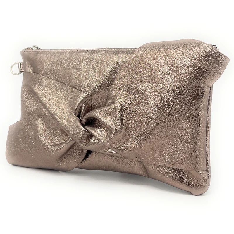 Sac pochette en cuir irisé SHERAZADE Champagne irisé