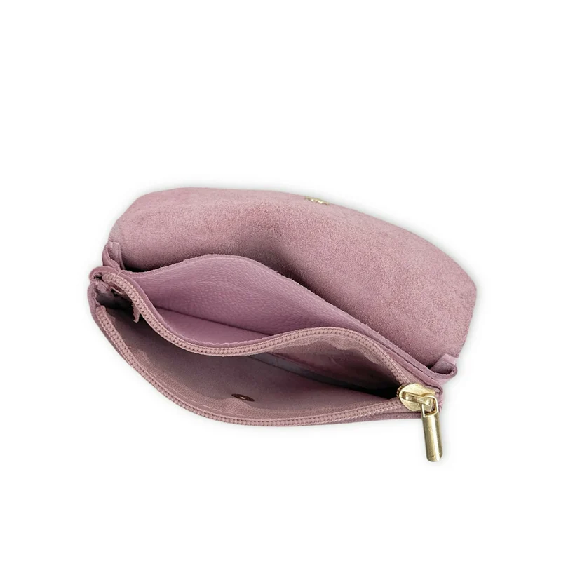 Pochette porte-monnaie en cuir grainé COMPO Rose pastel
