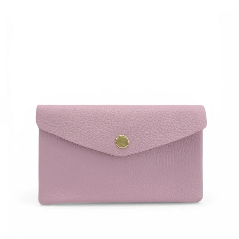 Pochette porte-monnaie en cuir grainé COMPO Rose pastel