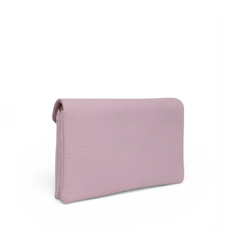 Pochette porte-monnaie en cuir grainé COMPO Rose pastel