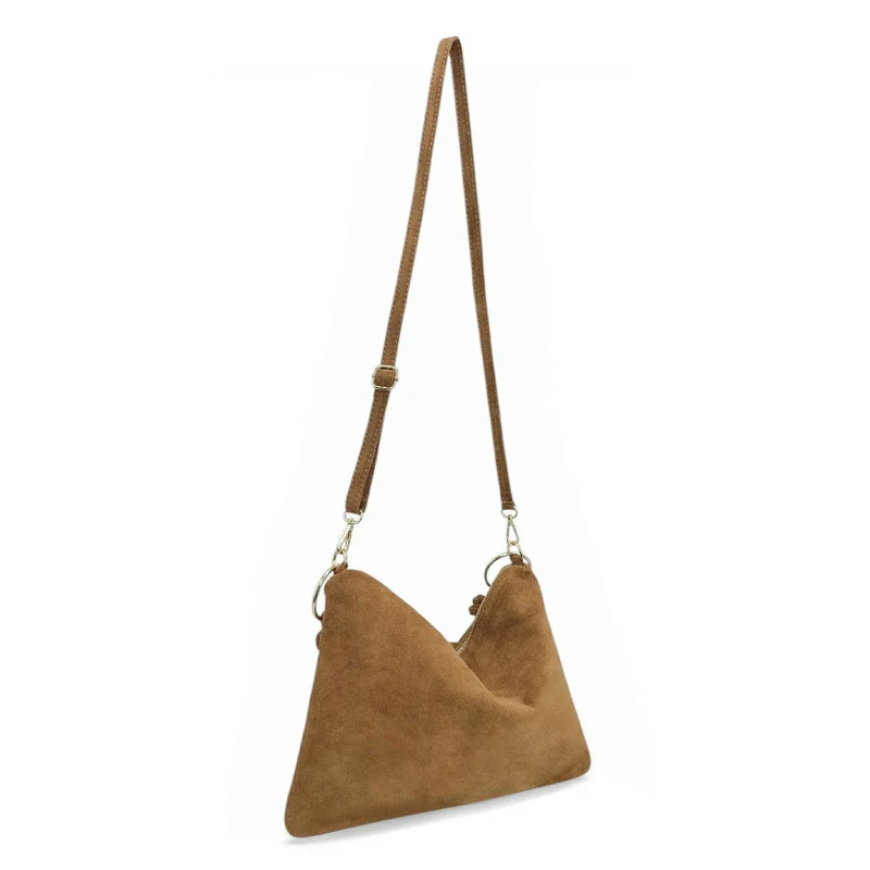 Sac pochette Hobo en daim SOA Marron camel