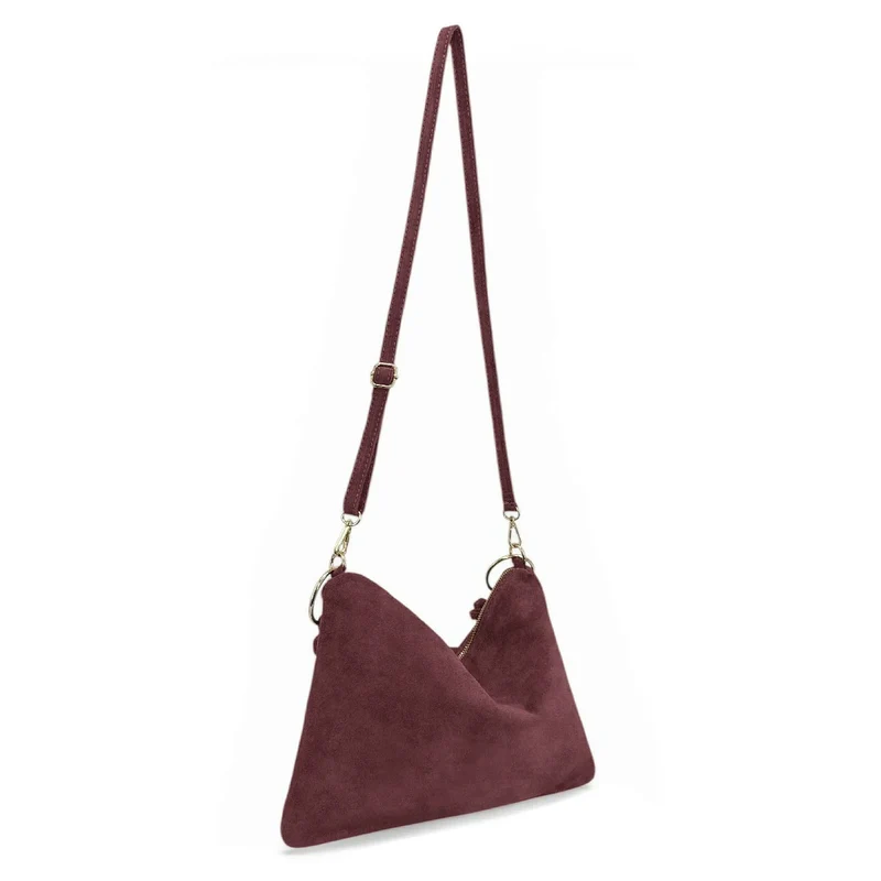 Sac pochette Hobo en daim SOA Rouge bordeaux