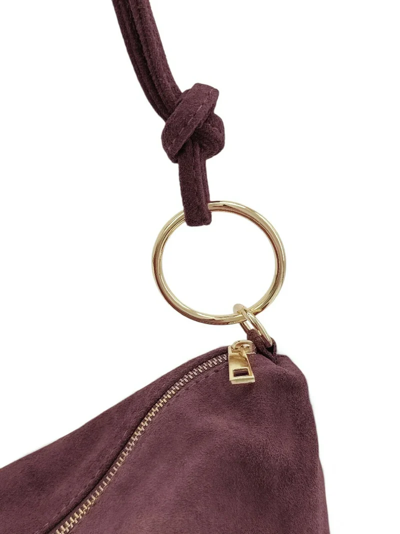Sac pochette Hobo en daim SOA Rouge bordeaux