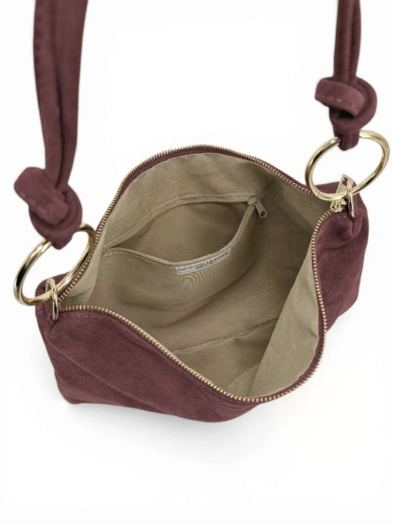 Sac pochette Hobo en daim SOA Rouge bordeaux