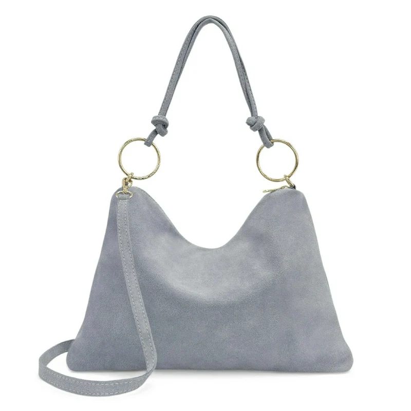 Sac pochette Hobo en daim SOA Bleu pastel