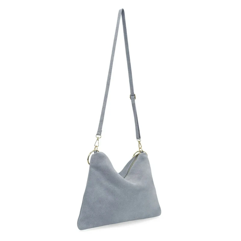 Sac pochette Hobo en daim SOA Bleu pastel