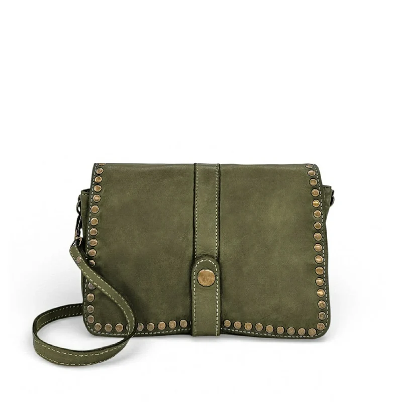 Sac besace à bandoulière en cuir vintage MISS SHAN Vert olive