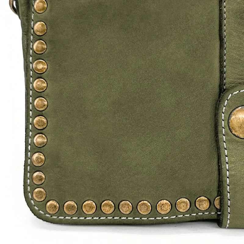 Sac besace à bandoulière en cuir vintage MISS SHAN Vert olive