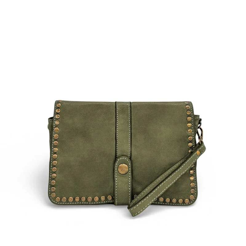 Sac besace à bandoulière en cuir vintage MISS SHAN Vert olive