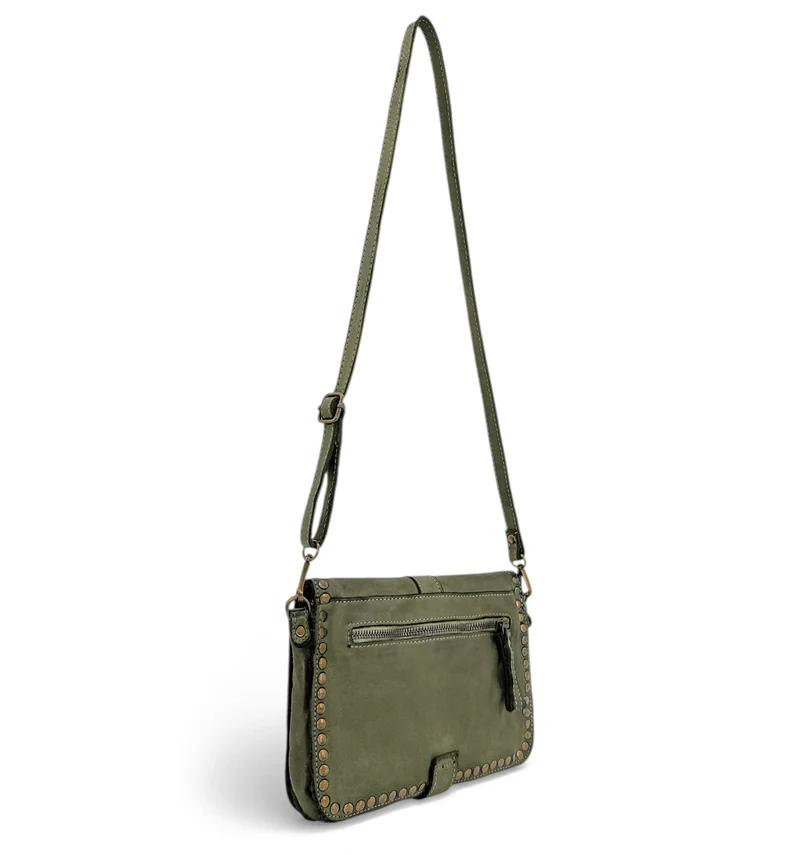 Sac besace à bandoulière en cuir vintage MISS SHAN Vert olive