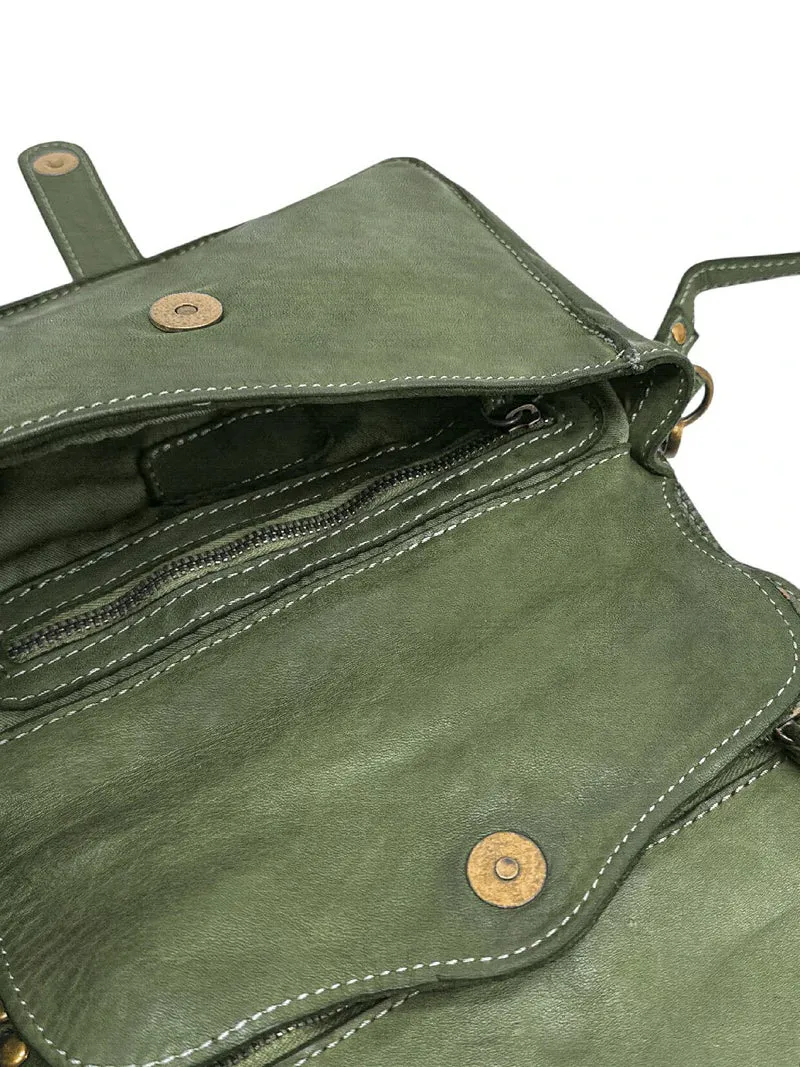 Sac besace à bandoulière en cuir vintage MISS SHAN Vert olive