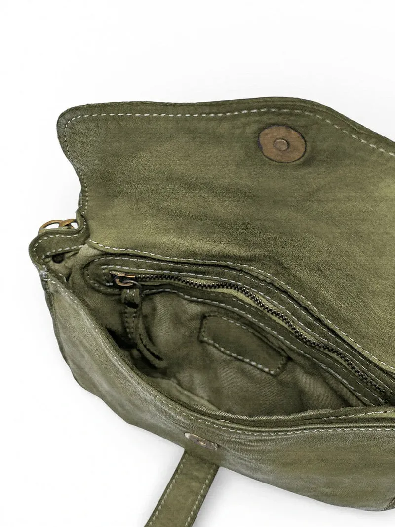 Sac besace à bandoulière en cuir vintage MISS SHAN Vert olive