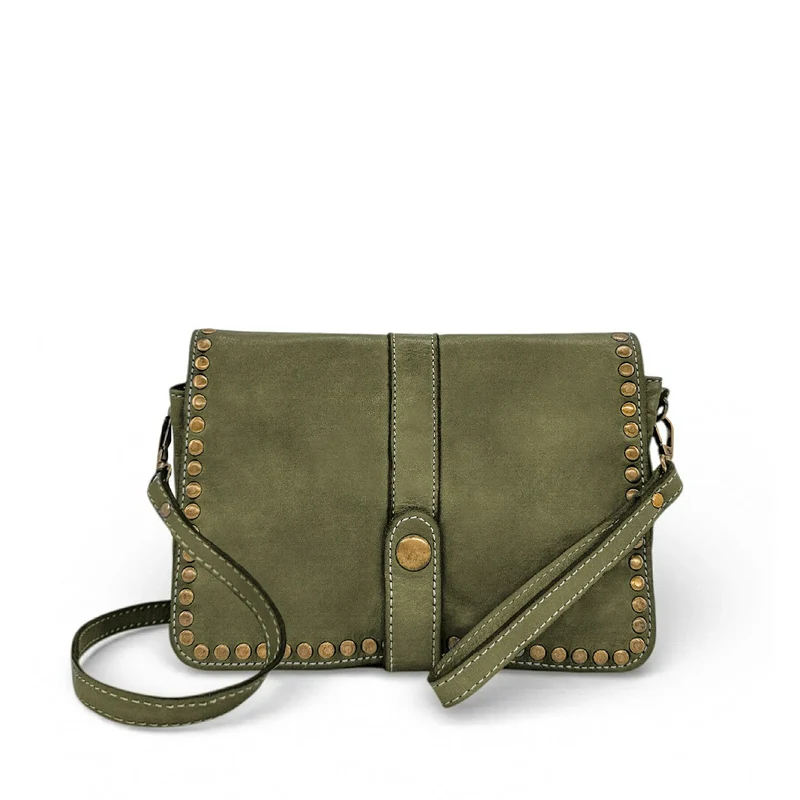 Sac besace à bandoulière en cuir vintage MISS SHAN Vert olive