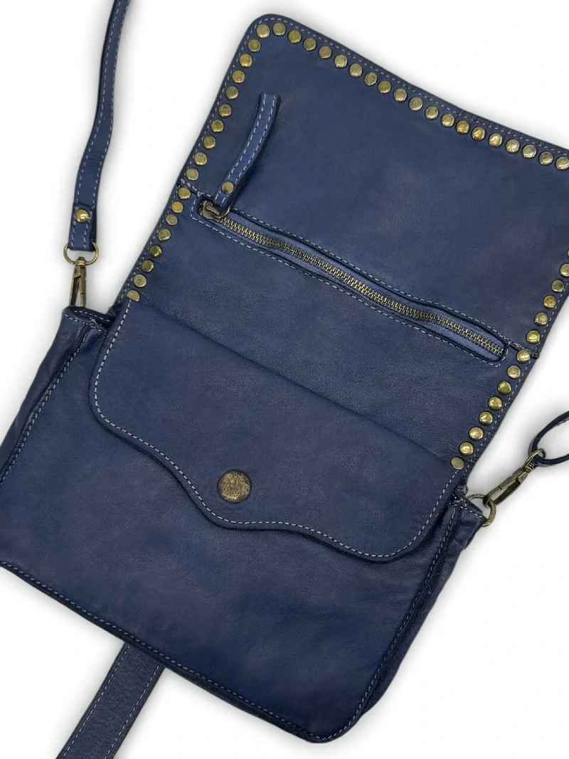 Sac besace à bandoulière en cuir vintage MISS SHAN Bleu profond
