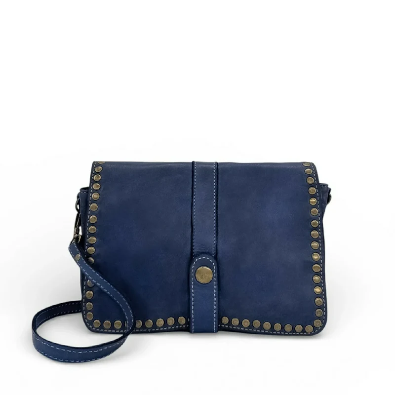 Sac besace à bandoulière en cuir vintage MISS SHAN Bleu profond