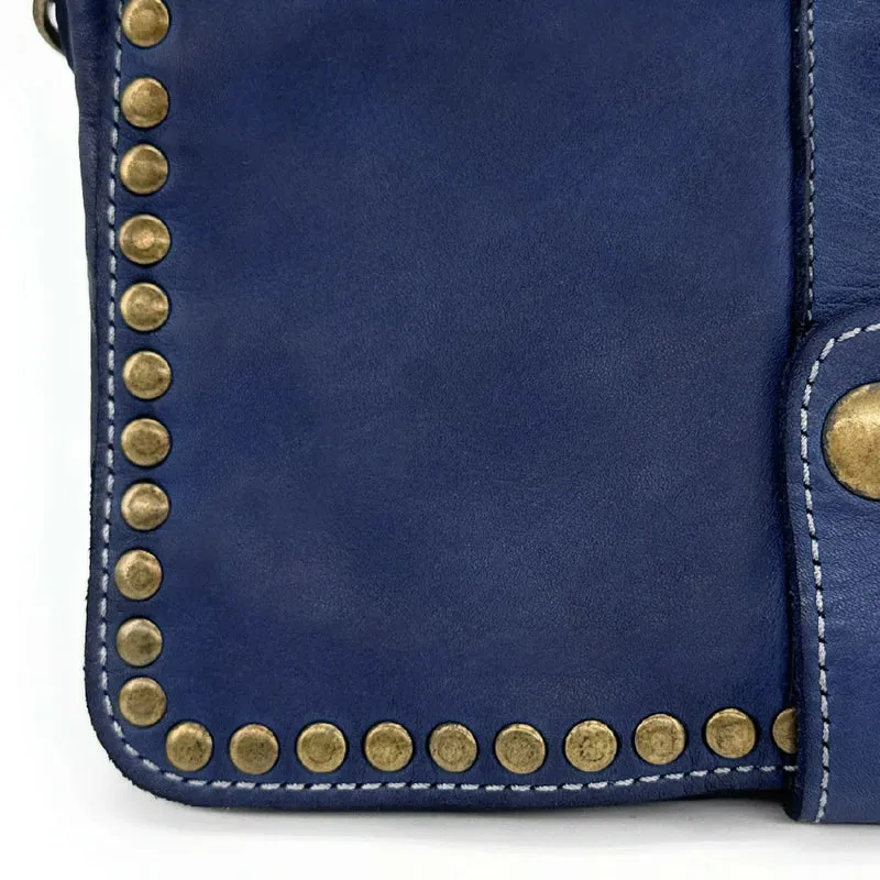 Sac besace à bandoulière en cuir vintage MISS SHAN Bleu profond